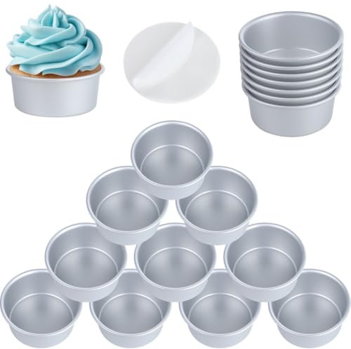 Vestamore 18 stampi per torte in alluminio con 100 fogli di carta da forno, teglie rotonde per muffin, cheesecake e altro ancora