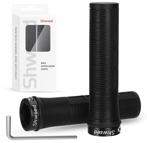 Shwsed High-Traction Bike Handlebar Grips, Single Lock-on Bicycle Grips, Shock-Absorbing TPE Rubber Grips for MTB, BMX, Mountain, Road, Cruiser Bikes (Standard 22.2mm)