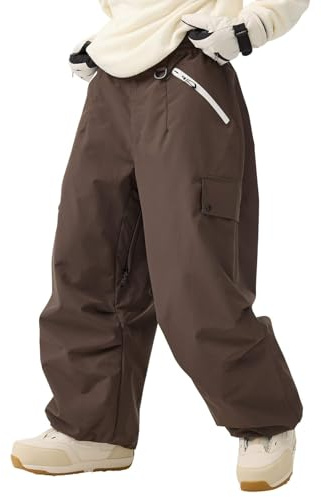 GSOU SNOW Uomo Donna Pantaloni da Sci Baggy Pantaloni da Snowboard Larghi Pantaloni da Neve Oversize - Multitasche Impermeabile Antivento Traspirante Calda