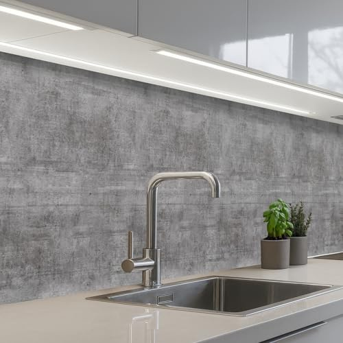 KitchenYeah© Paraschizzi Cucina Adesivo 60x400 cm Pannello Parete Paraspruzzi Lavandino Decorativo Calcestruzzo - Modello - Antico