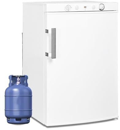 Smad Frigo Gaz 100L, Frigo Trimixte 12V 220V Gaz, avec Congélateur, Réfrigérateur Camping pour Camping Car, Caravane, Cabanon, Chalet, Mobile-home, Blanc
