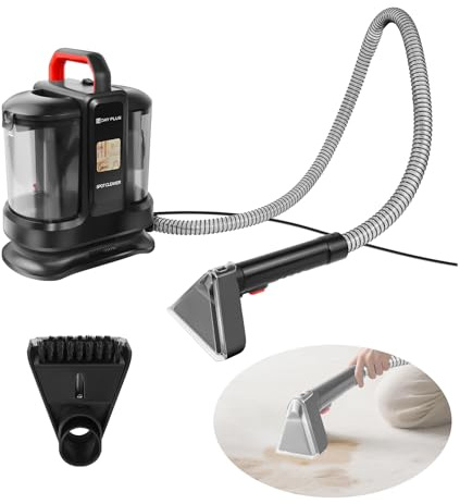 Limpiador de tapicería y dispositivo de limpieza de alfombras y tapicería, portátil, 230 V, 400 W, para sofá, coche, colchón, sofá, cortinas, con 2 cabezales de cepillo y depósito de agua de 1,2 l