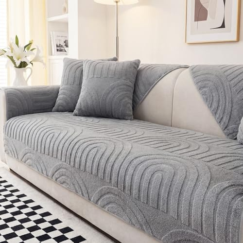 Homcomodar 1PC Soft Sofa Cover Washable Couch Sofa Covers 1 2 3 4 Seater 70x180cm Non Slip Sofa Cushion Covers Sofa Slipcovers Protectors for Sectional Couch Pets Living Room Grey
