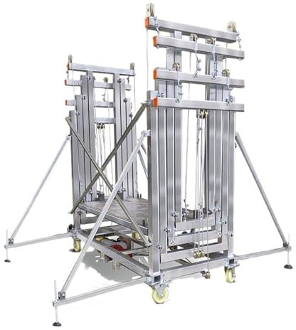 Elevador de Andamios eléctrico Andamio móvil Plegable telescópico Elevador de Plataforma for Interiores y Exteriores, Tubo Cuadrado galvanizado(Grande)