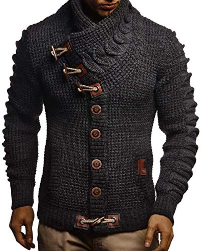 Leif Nelson LN5585 Herrkofta, slim fit-jacka, modern fritidsjacka, snygg övergångsjacka, Antracit svart, L