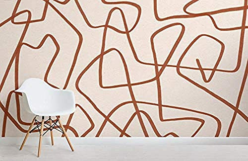 Art Wallpaper ZZXIAO Papier Peint 3D Abstrait Cool Doodle Terracotta et Beige Salle de séjour Chambre à coucher Salle de séjour Mural murale enfant-150cm×105cm