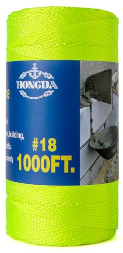HONGDA Nylon Twine, 1000 Feet #18 Braided Nylon Mason line String Perfect for Masonry Jobs and for The Layout of General Construction, Gardening, DIY Project, Fluorescent Yellow