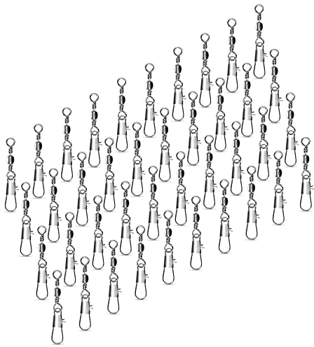 AMZfishing NEU 40x Angelwirbel mit Sicherheitskarabiner | Karabinerwirbel Angeln | Wirbelsortiment | Wirbelset | Wirbel Angeln | Angel Wirbel | Angelwirbel Set | Angelzubehör Wirbel Set (Sich.40, 10)