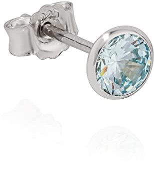 NKlaus 11215 - Pendientes de cáliz de plata 925 (5 mm), color azul claro, Piedra Circonita cúbica, Joyeria