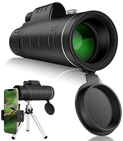 y trípode ajustable para teléfono móvil Observación de aves Caza Senderismo Camping, 40 × 60 Impermeable a prueba de niebla HD Alcance monocular de alta potencia, Telescopio monocular - Double the