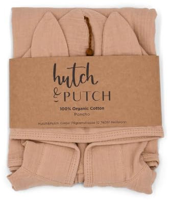 hutch&putch Premium Musselin-Badeponcho Kinder - Kinderponcho 100% Bio Baumwolle - Kleinkind Musselin Kapuzenhandtuch - Kinderhandtuch mit Kapuze - Badeponcho Kleinkind (Nature)