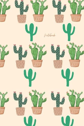Cactus Notebook Journal A5: Cute Cacti Stationery Gifts, Cactus Lined Notepad for Writing Drawing, Cactus Diary Planner, 120 Pages 6x9