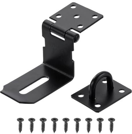 PATIKIL 4 Zoll Türschlösser Hasp Riegel 90 Grad rechter Winkel Edelstahl | Scharnier Schloss Vorhängeschloss Klammer Hasp Lock Riegel, Mit Schrauben