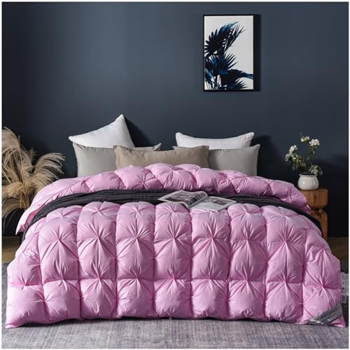 Piumino Matrimoniale in Piuma d'oca, Piumone invernale Doppio Matrimoniale, Caldo e Traspirante con Piuma di Alta Qualità, Trapunta Tutte le Stagioni Tessuto Cotone Caldissimo,D,180x220cm(2.5kg)