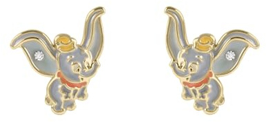 Disney Boucles d'oreilles à tige en forme d'éléphant Dumbo pour filles, taille unique, Laiton, Pas de gemme