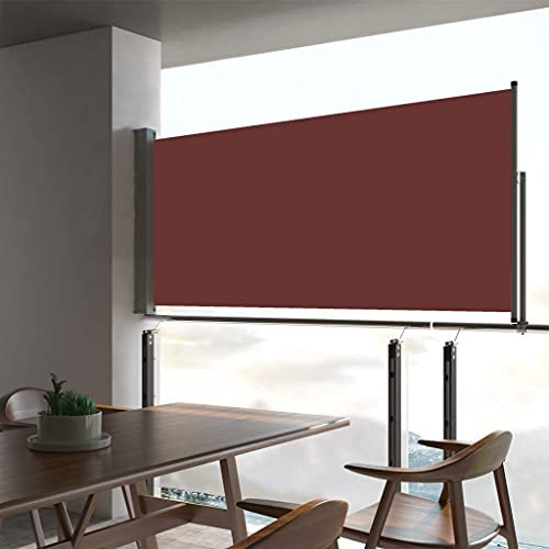 Ausziehbare Seitenmarkise, Windschutz Terrasse Seitensichtschutz Balkon Sichtschutz Sonnenschutz Balkon Geeignet für Innenhof Balkon Terrasse Garten 60x300 cm Braun