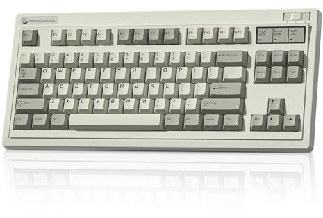 FL ESPORTS Teclado retro al 75%, teclado inalámbrico para juegos BT5.0/2.4G/Type-C 4000mAh, teclado mecánico cremoso, interruptores lubricados lineales, teclado personalizado RGB de intercambio en