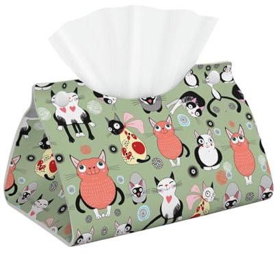 Leichte Taschentuchbox mit Cartoon-Katzen-Motiv, rechteckig, für Badezimmer, Waschtisch, Arbeitsplatte, Auto, Büro