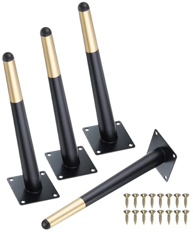 QUARKZMAN 4pz Gambe Divani Gambe Piedini Mobili Metallo Gambe Sostituzione Divano Gambe Piedini Neri e Oro Moderni Gambe Inclinate Angolate Coniche Gambe per Tavolo Divano Sedia 12