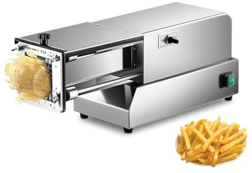 Electric French Fry Cutter,Vegetable Julienne Slicer Stainless Steel Commercial & Home Use Cutter for Cucumbers, Carrots, Sweet Potatoes Fruits and Vegetables,Silver