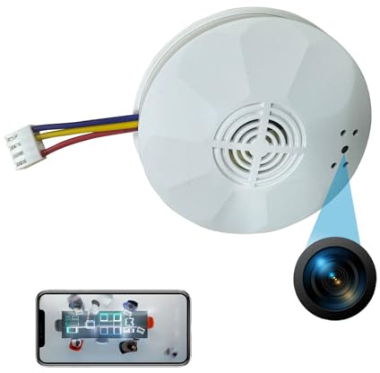 4K Ultra WiFi Hidden Camera, Smoke Detector Shaped Cameras with Clear Night Vision, 800mAh Rechargerable Battery,Video Recording, with Wired 120V AC Connector Home Security Cam (9120 Model)