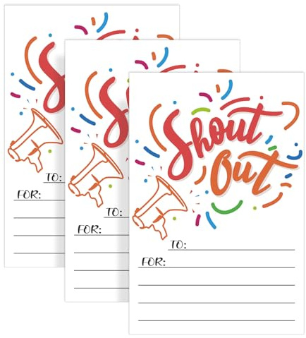 Gosknor 50 Stk Shout Out Karten, Papierstau Dankeskarten für Mitarbeiter Bunte Shout Out Karten für Mitarbeiter Bedeutungsvolle Anerkennungskarten Komplimentkarten für Eltern Freunde Mitarbeiter
