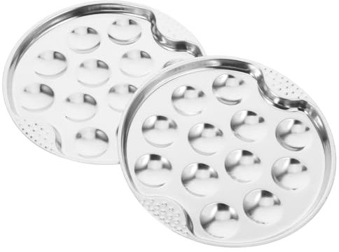 Cabilock Plato De Acero Inoxidable Para Cocinar Caracoles 2 Piezas 12 Agujeros Adecuado Para Exterior Para Servir Mariscos y Fruta