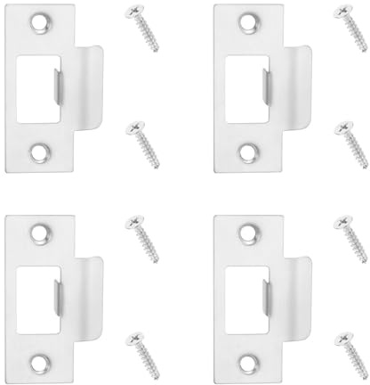 4PCS Door Strike Plate Stainless Steel Door Latch Plate with Repair Screws 70mmX40.3mm Strike Plates for Internal Doors Resistant Durable Tubular Latch Replacement for DoorFrame DoorJamb Reinforcement
