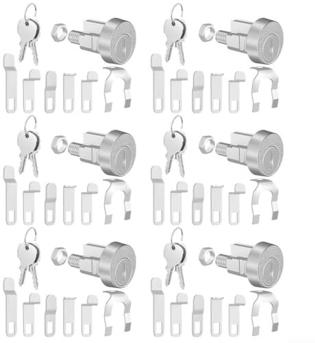 HpLive Letterbox Lock, Letterbox Lock Replacement Kit for L-1172C Wardrobe Lock with 2 Keys Letterbox Lock for Cupboard, Cabinet Doors (6 Set)