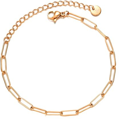 Kim Johanson® rostfritt stål damarmband *Susa* i silver, guld och roséguld | länkarmband | multilayer länkarmband | vattentätt | boho-smycken för kvinnor | justerbar längd, Eine Grösse, Rostfritt