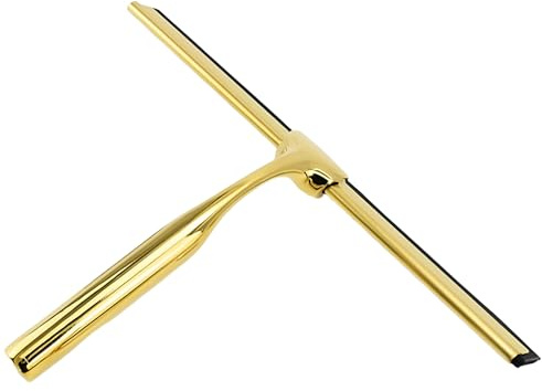 Flylin 10in Stainless Steel Shower Squeegee with Hook (Gold) | Stainless steel squeegee with hook, Multi-purpose for bathroom windows, car glass, tiles, Gold finish