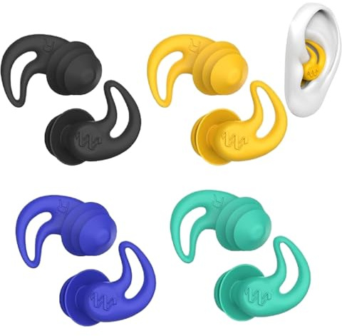 Xiciki Ohrstöpsel Schwimmen, Ohrenstöpsel für Schwimmer - 4 Paar Ohrenstöpsel Schwimmen, Tauchen Zubehör, Silikon Ohrstöpsel, Wiederverwendbare Weiche Schwimm Earplugs,Ohrenschutz für Tauchen, Surfen