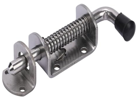 1 Set federbelasteter Riegel, Sicherheitsriegel für Anhänger, Tore, Bolzenschloss, robuster Edelstahl, schnelleres Verriegelungsschloss für Tür, Schuppen, Tor, Silber (12 x 153 mm)