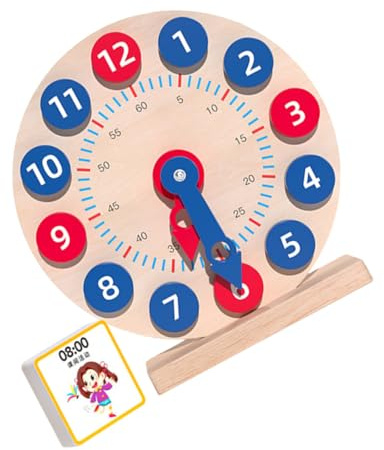 WEKAMOS Holz Kinderuhr Lernspielzeug für Kleinkinder mit Zahlen zur Zahlenverständnis und Lernen im Kindergarten oder Zuhause