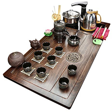 Kung Fu Tea Service Tea Tray Tea Set,Chinese Porcelain Kungfu Tea Tray,Table Serving,Fully Automatic Water Heater,Full Small Tea Ceremony Tea Tray,Tea Cup,Tea Bowl
