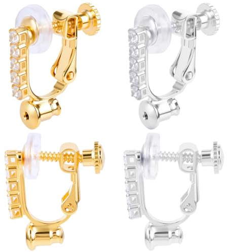 Beebeecraft 12 Stück 2 Farben Ohrclip Beschläge Mit Schraubverschluss 18 Karat Gold Und Sterlingsilber Plattierte Zirkonia Clip On Ohrring Konverter Komponenten Mit 20 Stück Ohrpolstern Für Frauen