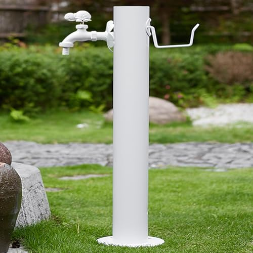 Columna Agua Jardín Acero Inoxidable, Columna de Agua Independiente con Grifo Anticongelante, Apto for Villas, Lavaderos de Coches Y Patios, Lavado Y Fuentes(White6)