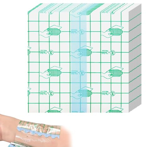 50 Stück Wasserdicht Transparent Bandage, 10×12cm Duschpflaster Wasserfest Pflaster, Transparenter Folienverband, Wasserdichtes Pflaster Bandage für Schwimmen, Tattoo, Duschen Sport