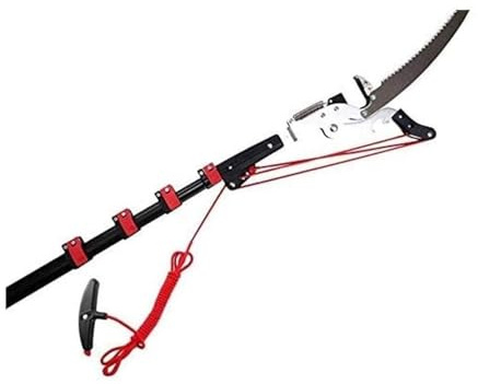 Pole Pruning Saw, Aluminum Alloy Telescopic Pole Saw 1.95-5.4m with Manganese Steel Blade and Nylon Cord