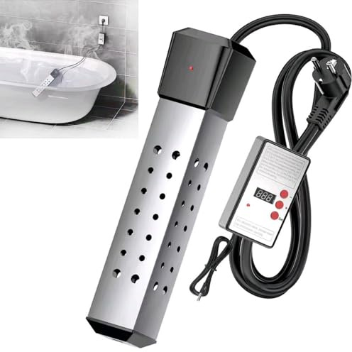 HUTRADE Chauffe-Eau À Immersion 2500W, Piscine et Baignoire, Électrique avec Minuterie d'Arrêt Automatique, Modèle À Température Constante