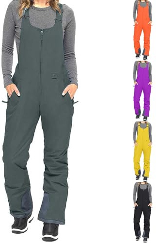 Pantalones de nieve para mujer, impermeables, peto para mujer, tallas grandes, pantalones de trekking, cálidos, resistentes al viento, pantalones para exteriores con cremallera y bolsillo, unisex