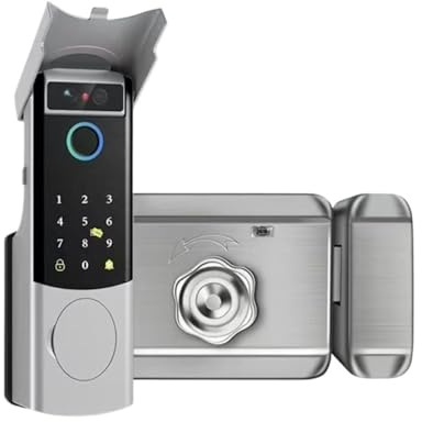 XGUZRVGNV Waterproof Dustproof 3D Face Recognition Video Intercom Tuya Smartlife APP Fingerprint Password IC Card Rim Gate Door Smart Lock(Silver Tuya(Face))