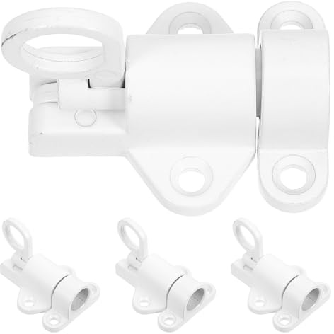 Ipetboom Lot de 4 Loquets à Ressort à Fermeture Automatique en Alliage d'Aluminium Verrou de Porte et Fenêtre Blanc avec Vis Serrure Sécurisée Polyvalente pour Portes Coulissantes