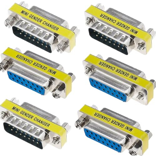 HAAMNING7 DB15 15 Pin Male to Male Adapter Changer Coupler Serial D-Sub 15 Pin Female to Female Gender Changer Converter Connectors for PC Gamepad Digital Machine Tools Audio Monitor