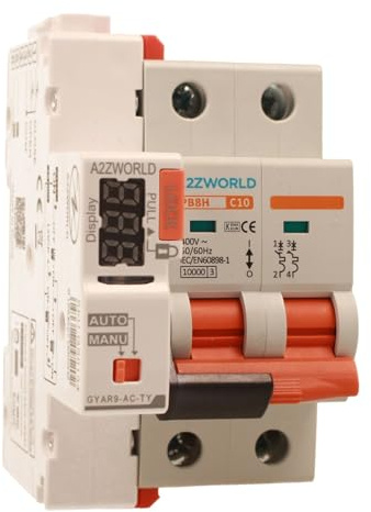 Interruptor magnetotérmico WIFI con reinicio automático, curva C 10A, 2P 10kA, APP Tuya Smart Life, solo 3 módulos DIN 220V AC, control remoto y manual