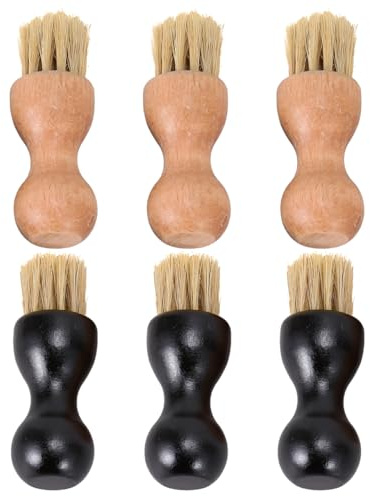Artibetter Set de 6 Cepillos de Cerdas Naturales para Aplicar Pasta y Betún en Zapatos, Mango Ergonómico de Madera, Indicado para Cuidado Regular de Calzado Casual y Deportivo