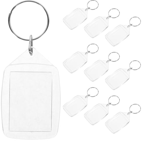 AMUSLESUR 10 Llaveros Portafotos de Plástico Abs Marco Transparente, Diseño Delicado y Creativo, Fáciles de Colgar en Bolsas para Recuerdos y Regalos