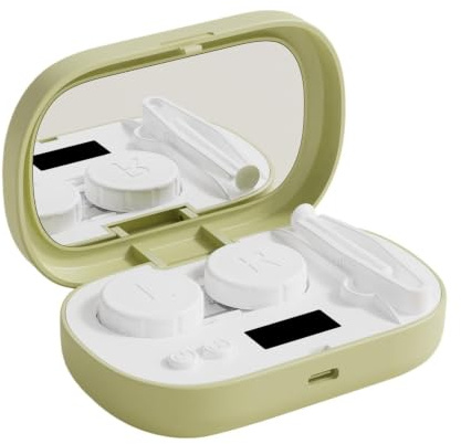Ultrasonic Contact Lens Cleaning Machine - UV Light Lens Cleaner | USB Rechargeable Soníc Contact LensCleaner 5 Speed ABS LED Display Type-C Portable Soft LensCase Sterilizer