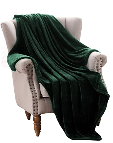 Exclusivo Mezcla Extra Large Fleece Throw Blanket for Couch, Sofa, 300GSM Super Soft and Warm Blankets, Forest Green Throw All Season Use, Cozy, Plush, Lightweight, 127x178 CM