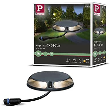 Paulmann 93920 Outdoor Plug&Shine Applique Sol LED, IP67, 2x350lm, 3000K, 24V, 180°, Anthracite